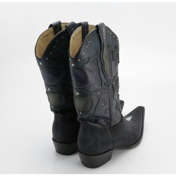 Los Altos 3X Toe Navy Stingray Rowstone Cowboy Boots Sz. 12 EE - Picture 3 of 10